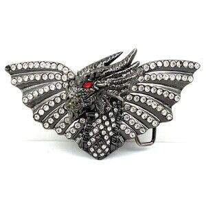 Washed up Hollywood Dragon Winged Rhinestone Crystals Belt Buckle Biker Gothic